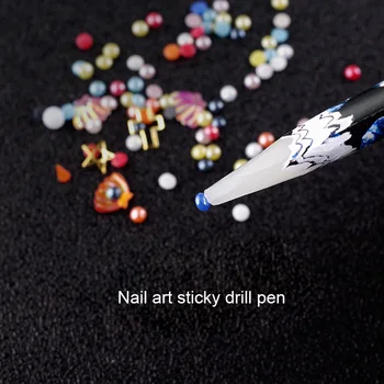 1 бр маникюр dotting пробийте pen маникюр кристал/пайета/beads picker молив маникюр sticky пробийте wax писалка за нокти dotting tool