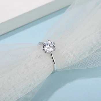 GEM'S BALLET 925 сребро Женски обещание диамантен пръстен изтеглите 1ct муассанит пръстен 6 Зубец пасианс годежен пръстен, фини бижута