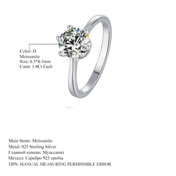 GEM'S BALLET 925 сребро Женски обещание диамантен пръстен изтеглите 1ct муассанит пръстен 6 Зубец пасианс годежен пръстен, фини бижута