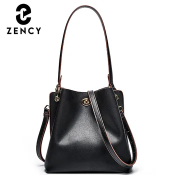Zency мека воловья кожена чанта 2021 нова мода универсален стил Дамска чанта за през рамо с голям капацитет Crossbody кофа Чанти