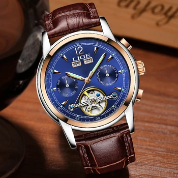 Relogio masculino мъжки часовници топ-марка Luxruy LIGE автоматични часовници за мъже, водоустойчиви спортни часовници човек на кожата бизнес ръчен часовник
