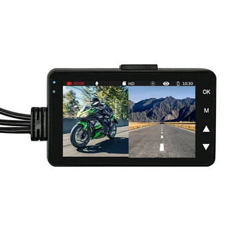 KY-MT18 Motorcycle Camera, DVR Motor Dash Cam with Mini Dual Camera Front Rear Recorder Device