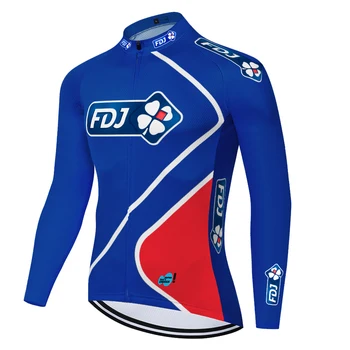Есен пролет FDJ Pro Team Колоездене Джърси с дълъг ръкав велосипедна риза велосипед МТВ потници за мъже ropa de ciclismo ал hombre
