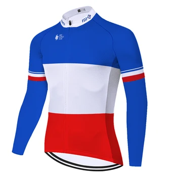 Есен пролет FDJ Pro Team Колоездене Джърси с дълъг ръкав велосипедна риза велосипед МТВ потници за мъже ropa de ciclismo ал hombre