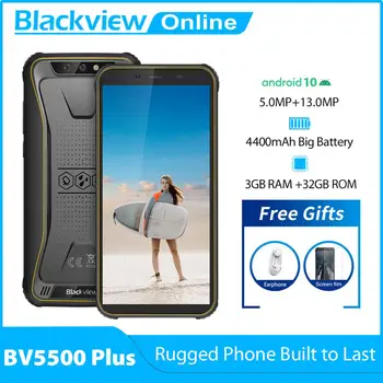 Blackview 2020 New BV5500 Plus Android 10.0 3 GB+32GB IP68 Водоустойчив издръжлив смартфон 5.5