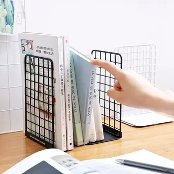 MINKYS 2PCS/Pair Simple Series Metal Bookends Book Stand Holder Desktop Organizer School Office канцеларски материали