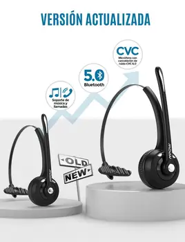Mpow MBH15 Pro актуализирани слушалки 16 часа Време на разговор за безжична връзка Bluetooth 5.0 с микрофон високоговорител за Call Center Driver Office Business