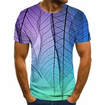 Нова тениска мода 3D мъжка тениска свободна градинска тениска мъжка риза листа, отпечатани на тениски camisa masculina