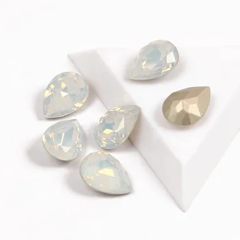 YANRUO 4320 Drop White Opal Top Fancy Кристал Nail On Rhinestones Bling Стоунс 
