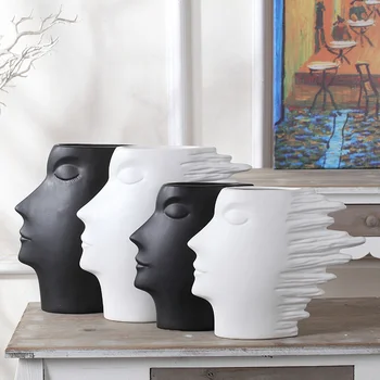Nordic модерен прост Начало ВАЗа украса на човешкото лице ТЕЛЕВИЗИЯ кабинет украса абстрактни вази, керамични саксии за декоративни цветя