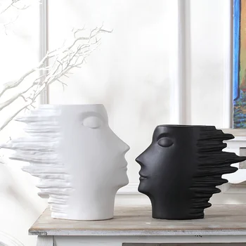 Nordic модерен прост Начало ВАЗа украса на човешкото лице ТЕЛЕВИЗИЯ кабинет украса абстрактни вази, керамични саксии за декоративни цветя
