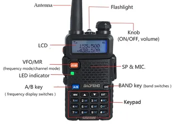 Професионална портативна радиостанция 10 км VHF UHF 5W UV-5R с uv фенерче VOX FM CB радиоприемник 2 Way Радио Communicator baofeng uv5r