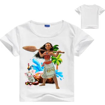 дрехи за момичета 2018 Детски дрехи тениска moana годишният топ блузи за момичета бял топ памучни тениски с къс ръкав и ежедневни облекла