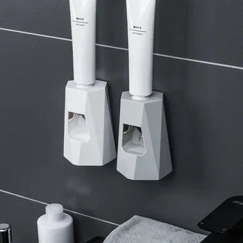 1бр аксесоари за баня Автоматично опаковка на паста за зъби Монтиране на стена шкаф рафтове домакински притежателя на четка за зъби сокоизстисквачка паста за зъби