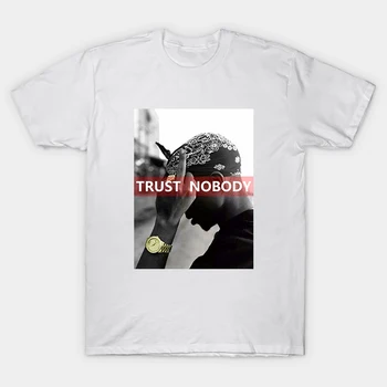 2pac Trust Nobody Nadia serafino тениска лято черен / бял потник памук тениска Мъже / Жени Ежедневни тениски хип-хоп тениска градинска