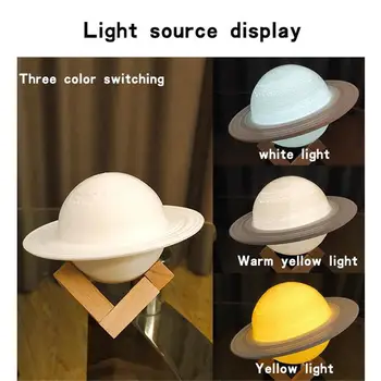 3D печат Сатурн USB лампа акумулаторна космическа Лунна лампа нощна светлина за спални украса на масата на коледа подаръци за Рожден Ден совалка