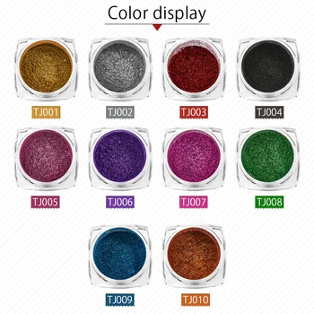 10 Box/Set Нокти Mirror Glitter Powder Металик Color Nail Art UV Gel Polishing Chrome Flakes Pigment Dust Decorations маникюр