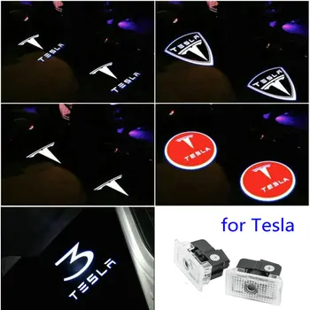 2 елемента за Tesla Model S на Tesla Model 3 X Y Led Car Door Welcome Light logo Лазерен проектор, лампа на Светия Shadow Door light аксесоар