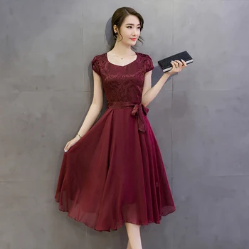 2020 лято нова мода V-образно деколте и къс ръкав тънък мода офис Дама рокли, елегантна плътна коприна женствена рокля RE2313