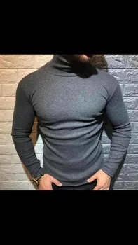 Спортно тяло пуловер вълна тъкане-2021 нов Есен Зима Мъжки пуловери мъжки поло плътен цвят ежедневни мъжки пуловери