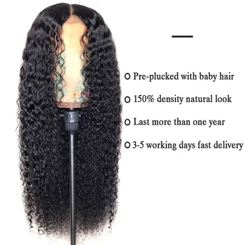 Малайзийские къдрава перуки човешка коса 150% 4x4 дантела закриване на човешки косъм перуки за черни жени 8-26 инча къдрава човешки косъм перуки