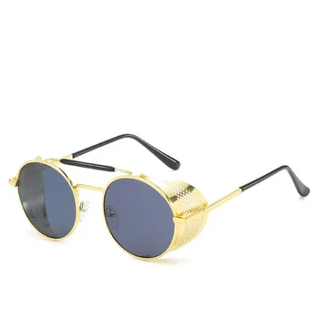 GIFANSEE ретро steampunk слънчеви очила с Кръгли дизайнерски парна пънк метални щитове слънчеви очила Мъже, Жени UV400 Gafas de Sol eyewear