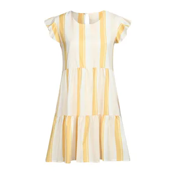 Fringe dress Дамски Ежедневни шарени накъдрен облечи kawaii елегантен партия летни мини рокли в жълто плюс размер vestidos 2019 Robe 19A