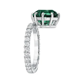 BIJOX STORY Fashion Silver 925 Ring with Emerald Gemstone Fine Jewelry for Female Wedding Engagement Party Gift Wholesale Rings