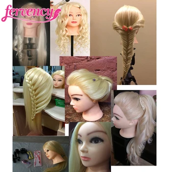 Тренировочная корона блондинка за салон може да бъде завита 60% реални човешки косата 60 см фризьорски салон кукли-манекени професионално полагане на главата
