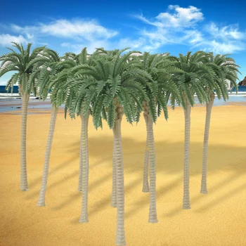 10шт кокосови палми модел на влак Жп архитектура диорама пейзаж 11см