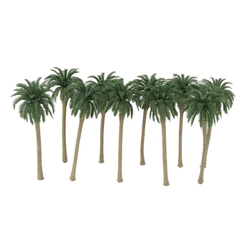 10шт кокосови палми модел на влак Жп архитектура диорама пейзаж 11см