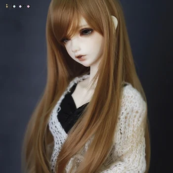 Bybrana дълги прави черни коси като на момиче 1/3 1/4 BJD перуки за кукли Безплатна доставка