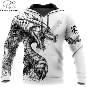 Татуировка и тъмницата Дракон 3D печатни унисекс Делукс hoody мъжете hoody градинска светкавица пуловер ежедневни яке спортен костюм KJ0273