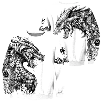 Татуировка и тъмницата Дракон 3D печатни унисекс Делукс hoody мъжете hoody градинска светкавица пуловер ежедневни яке спортен костюм KJ0273