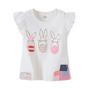 Момиче t-shirt big Girls tees тениски children blouse t-тениски big sale kids summer clothes яке pink rabbit tees