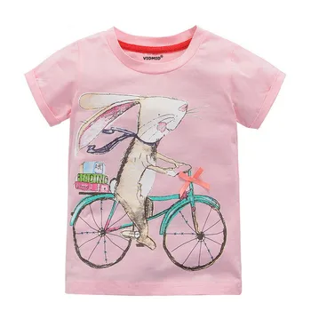Момиче t-shirt big Girls tees тениски children blouse t-тениски big sale kids summer clothes яке pink rabbit tees