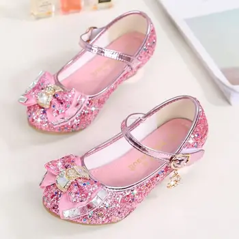 Принцеса момиче партия обувки децата сандали цветни пайети обувки на високи токчета момичета сандали Peep Toe лято Детски обувки CSH813