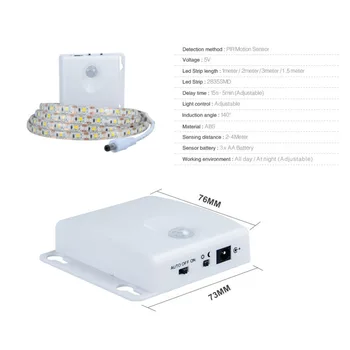 LED Under Cabinet Light LED Battery Wireless PIR Motion Sensor LED Strip спалня гардероб гардероб стълбище кухня аварийно осветление
