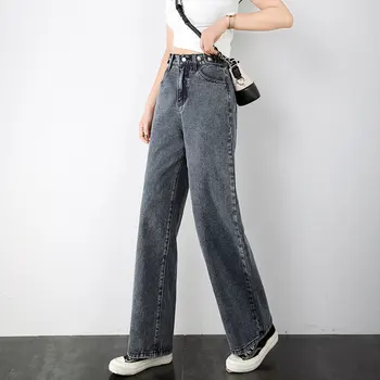 2020 есен мама Жан жени, свободни широки панталони, дълги панталони разтеглив Висока Талия директни дънкови панталони, дънки ежедневни плюс размер 5XL