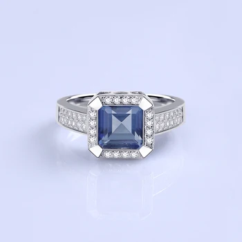 GEM s BALLET 5.97 ct натурален Иолит син мистична кварцов скъпоценен камък бижута комплект 925 сребро обеци, пръстен и комплект за жени