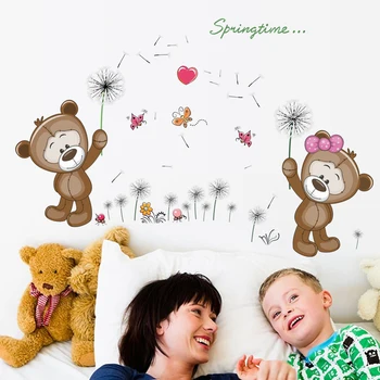 Кафяви мечки стикер за стена за детска стая Home Decor развъдник стикер на стената децата Baby House Стенопис