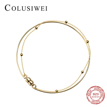 Colusiwei New 925 Sterling Sliver Gold Color Light Beads Chain Bracelet & Гривна for Women Fashion Simple Bracelet Fine Jewelry