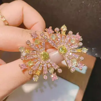 HIBRIDE луксозни многоцветни цветя дизайн ААА пълен кубичен цирконий обеци партия сватбени пръстени обеци, бижута E-554