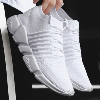 2020 нов мъжки ежедневни обувки бели маратонки, модни обувки голям размер спортове на открито удобни дишащи лек модерен обувки