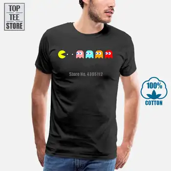 удобен марка на Men Retro Gaming C64 Pacman & Призраци Atari Video Games Cool 80'S Design T Shirt Male Casual Върховете Tees