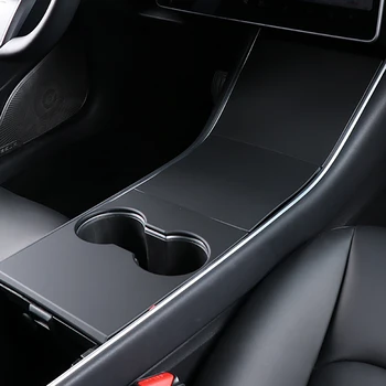Поставка за чаши централна конзола панел ABS капак завърши за Tesla Model 3 Y Carbon Fiber автомобилни аксесоари кутия за съхранение на лентата карта на покритие