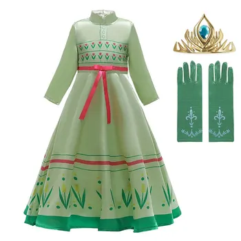 VOGUEON Момиче New Anna Nightgown Dress Up Clothes Long Sleeve Green Snow Queen Elsa Anna Princess Halloween Costume Nightdress