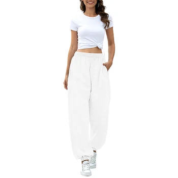 2020 Дамски панталон джобове Висока Талия глезена обвързани дебели дълги спортни панталони, спортни панталони, Панталони, дамски панталони Femme pantalon