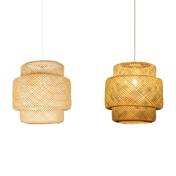 Китайски селски стил с ръчно изработени ратан тъкане на висящи лампи за ресторанта, кафенета,оригиналност бамбук подправени окачен таван лампа