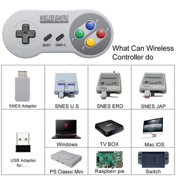 Безжични gamepads 2.4 Ghz джойстик джойстик контролер за управление за ключа SNES Super Nintendo Classic MINI Remote Console